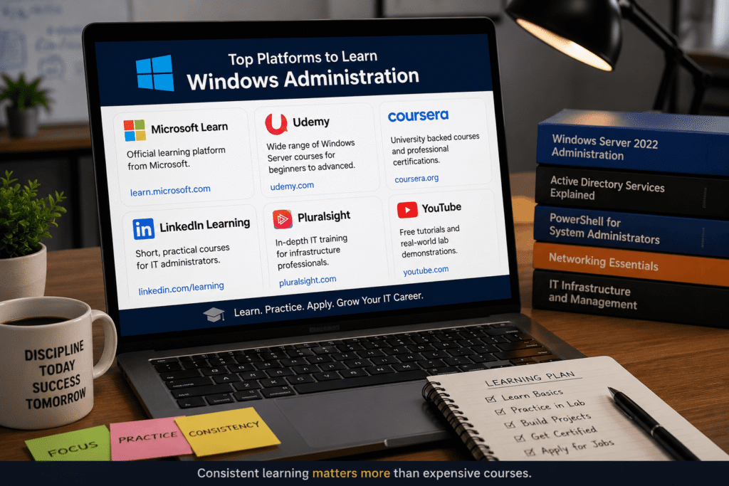 Modern workspace for IT learning