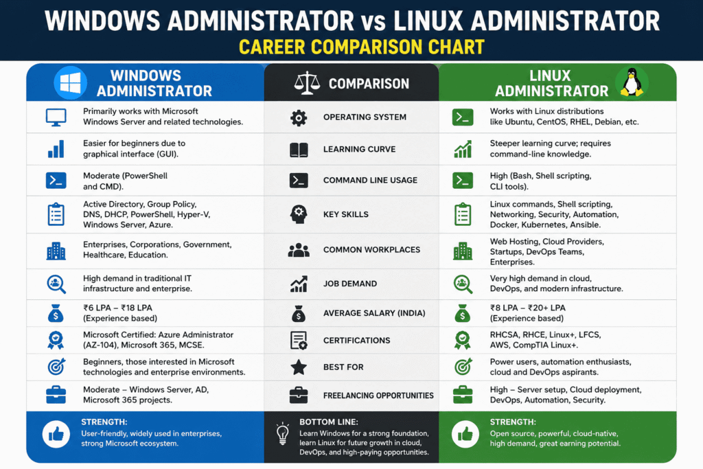 Windows Administrator vs Linux Administrator Comparison