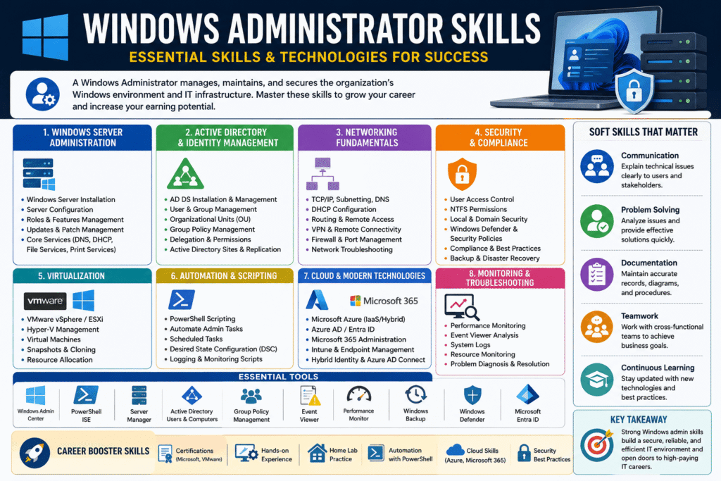 Essential Windows administrator skills and technologies